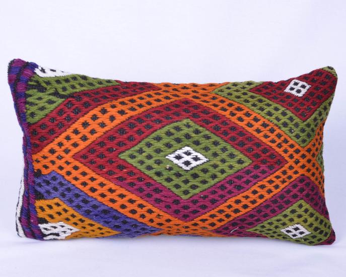 Vintage Anadolu Kilim Kırlen Kılıfı El Dokuması Yün Kırlent